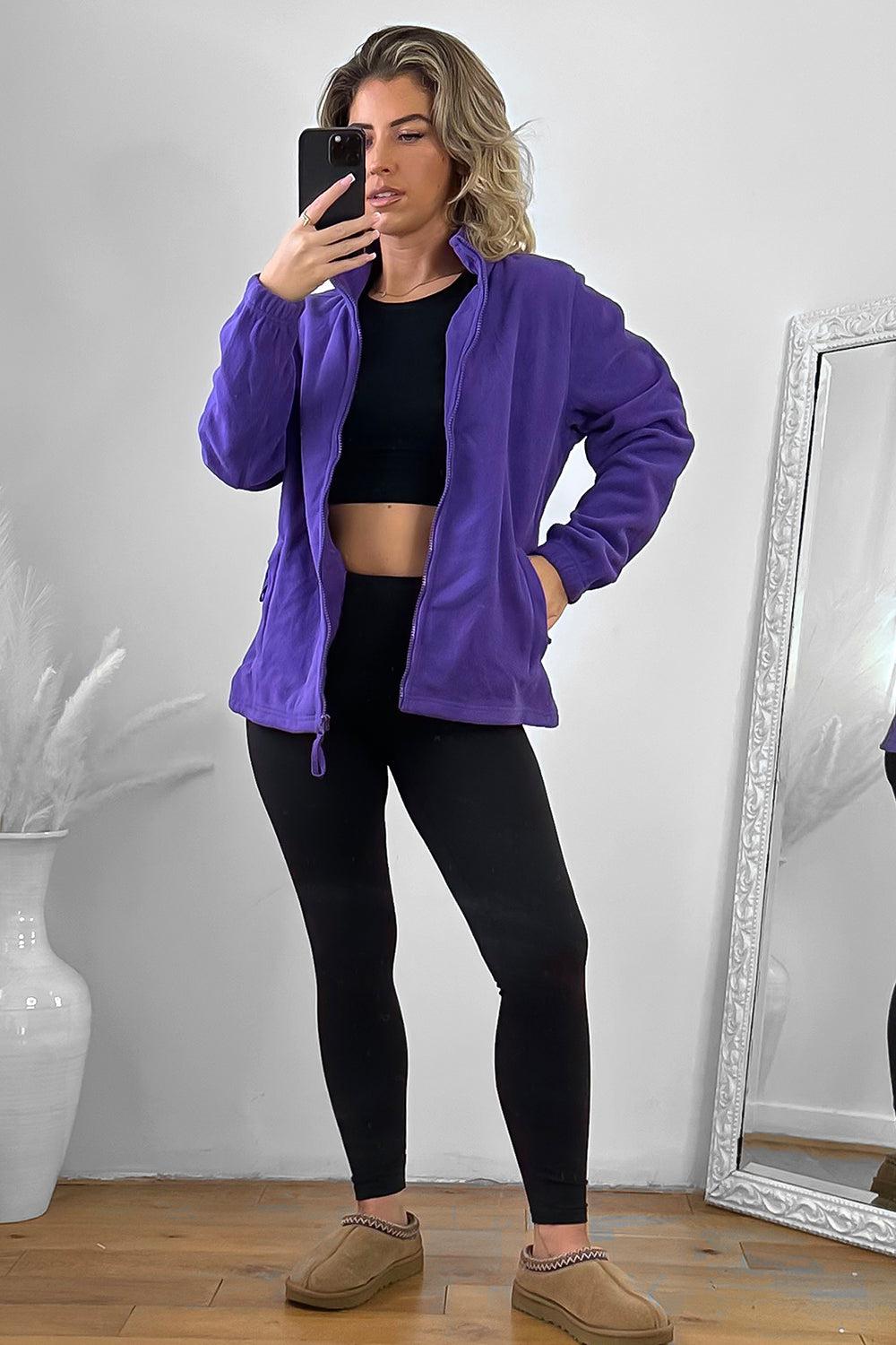 High Neck Fleece Jacket with Zip Front