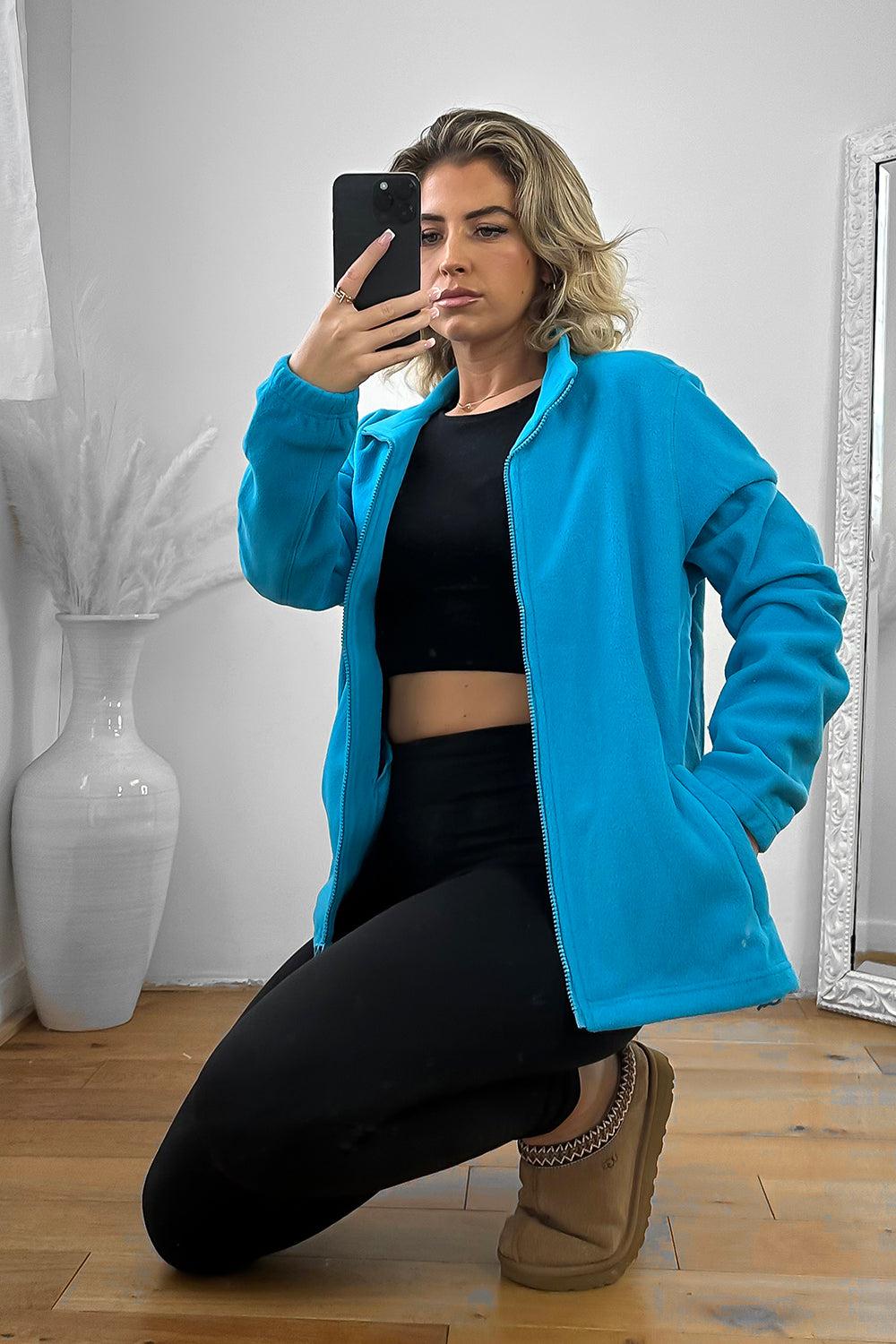 High Neck Fleece Jacket with Zip Front