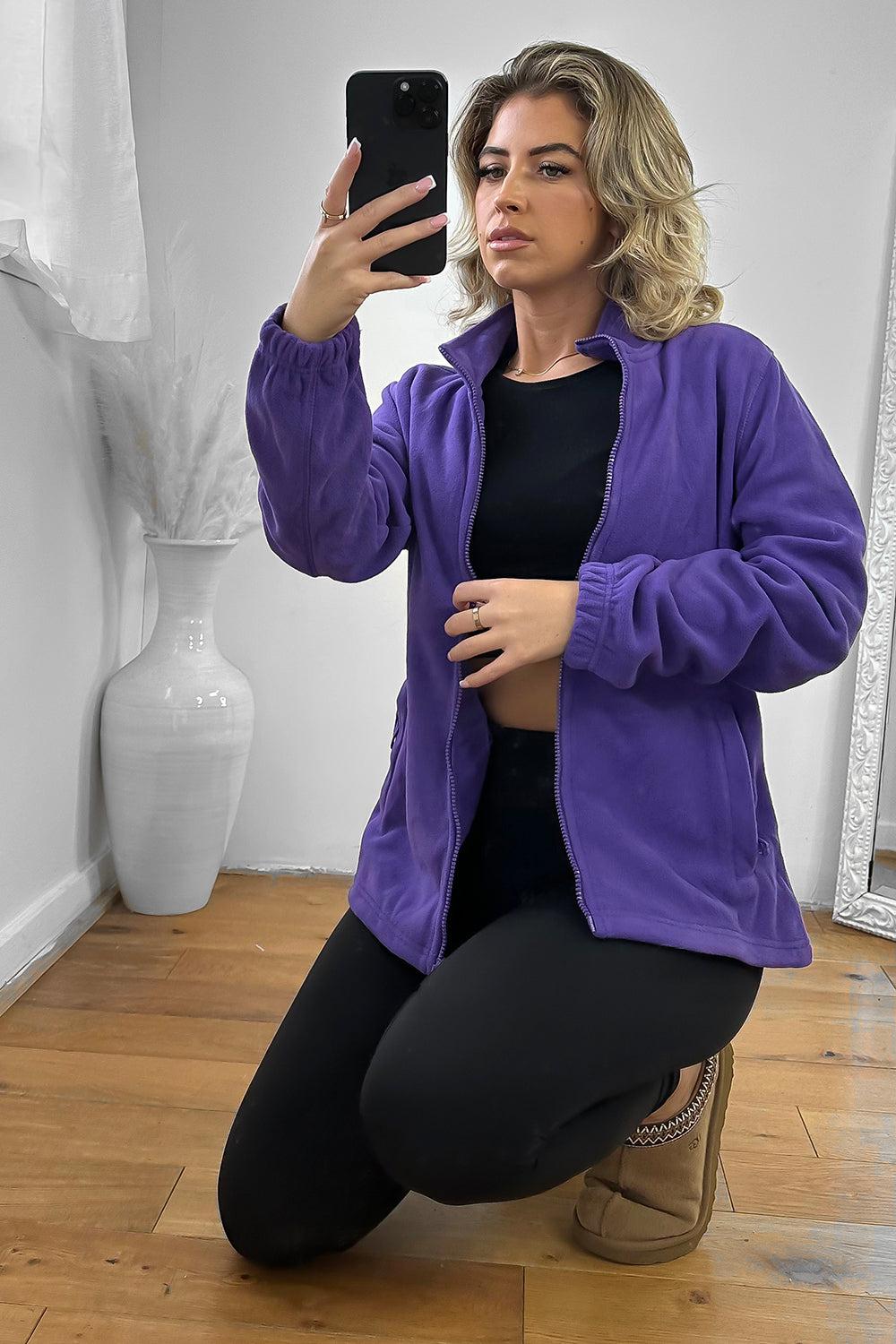 High Neck Fleece Jacket with Zip Front