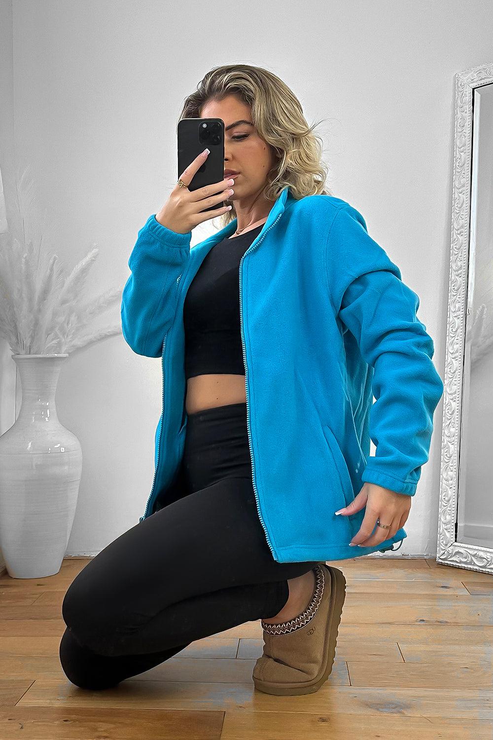 High Neck Fleece Jacket with Zip Front