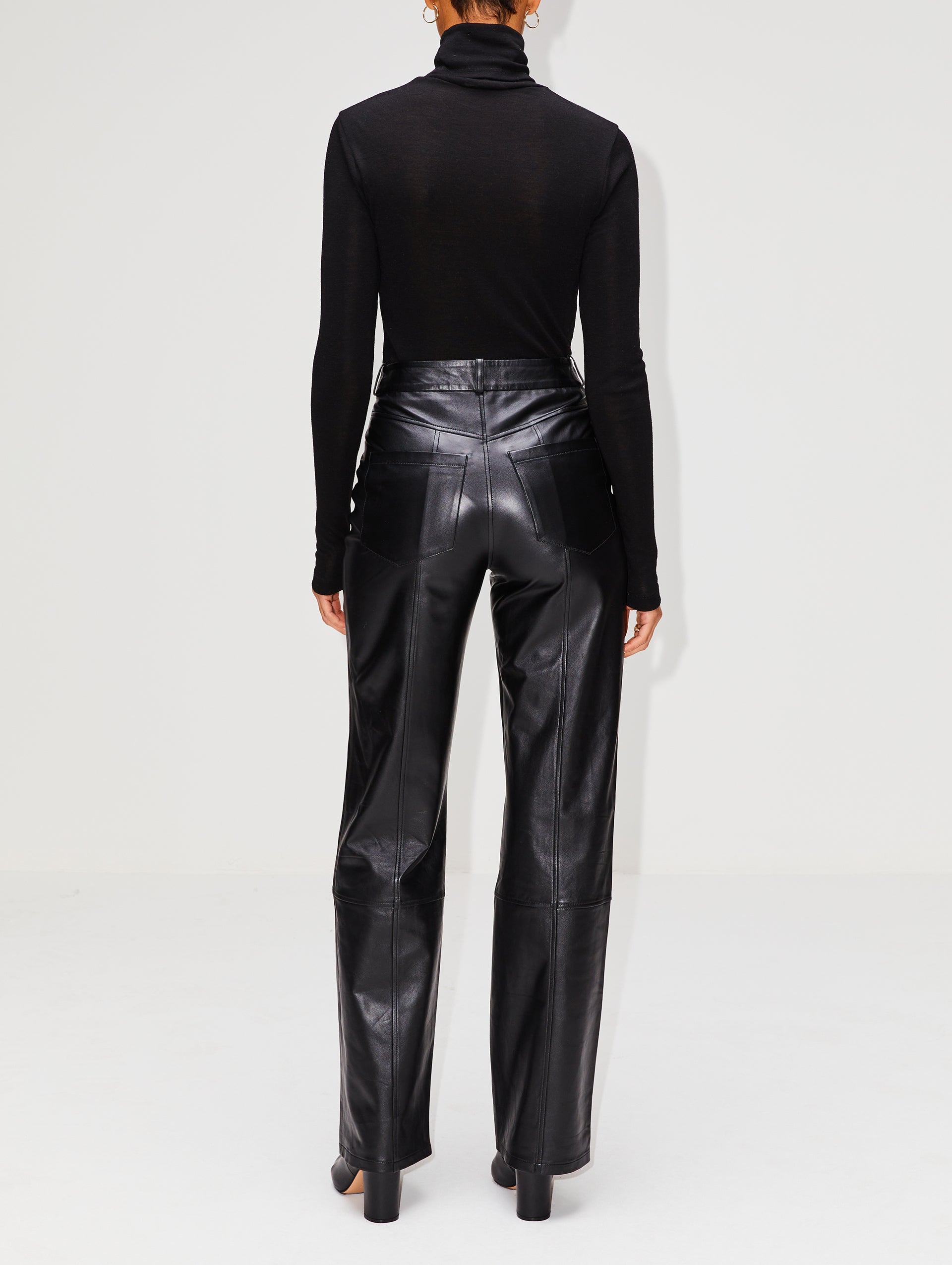 High Rise Baggy Leather Trousers