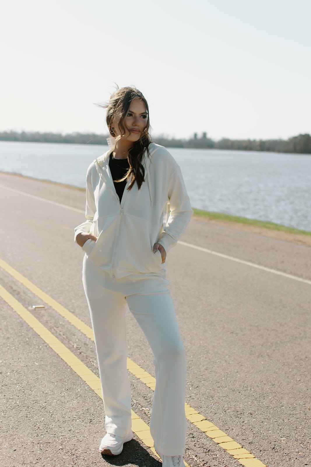 High Waist Cream Sweatpants