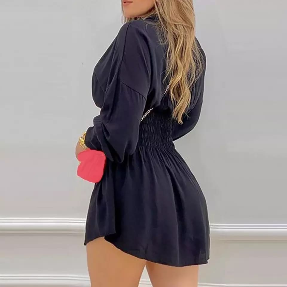 High Waist Slim Shirt Dress