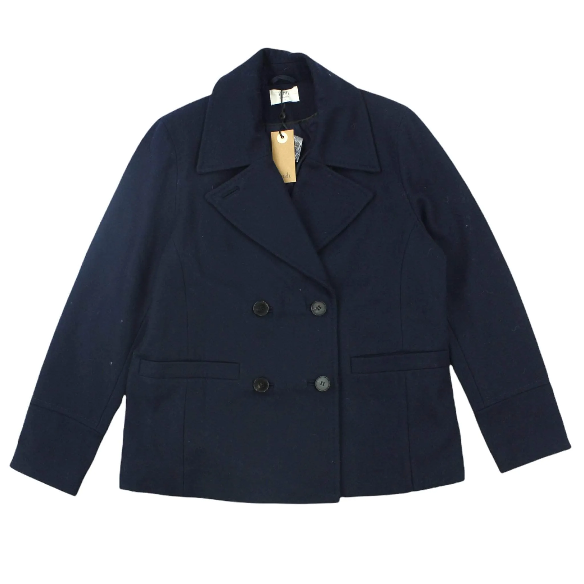 Hush UK 16 Navy Double Breasted Winter Pea Coat