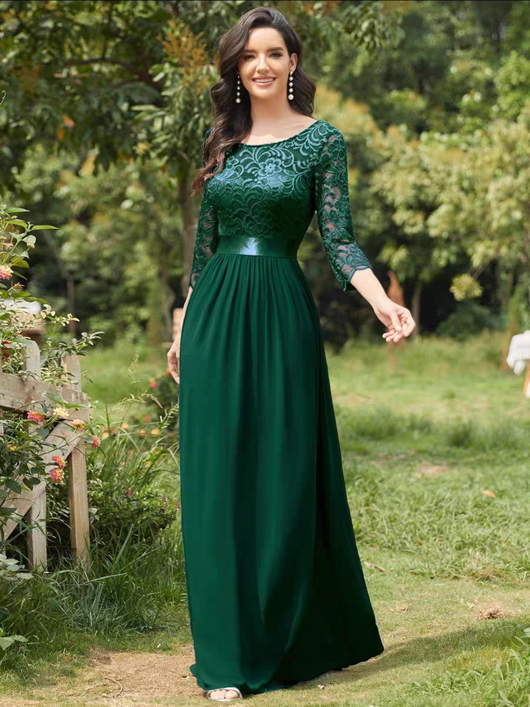 Hyacinth Illusion Sleeve Gown - 11 Color Options.