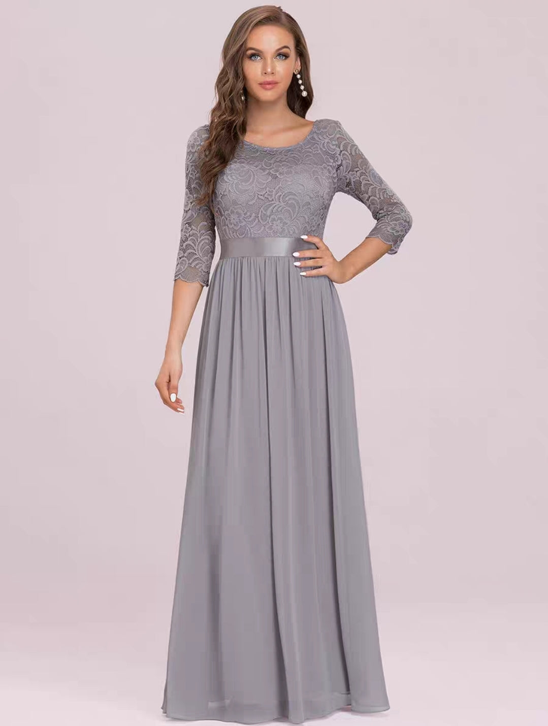 Hyacinth Illusion Sleeve Gown - 11 Color Options.