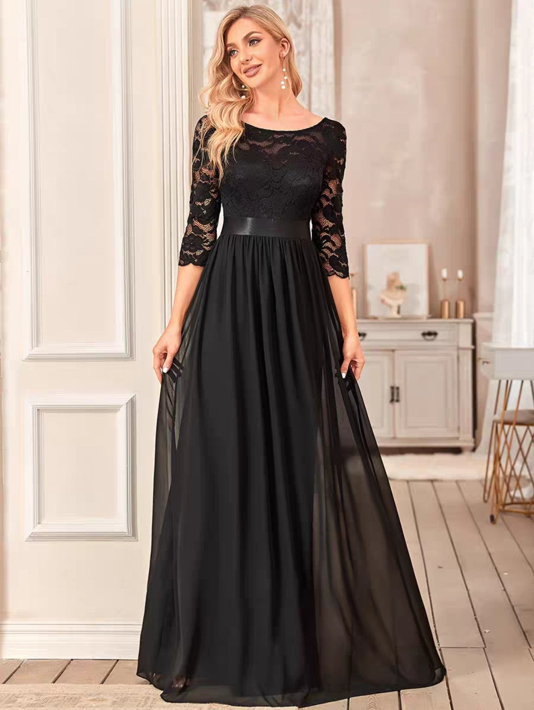 Hyacinth Illusion Sleeve Gown - 11 Color Options.