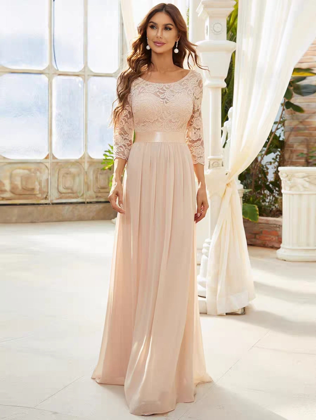 Hyacinth Illusion Sleeve Gown - 11 Color Options.