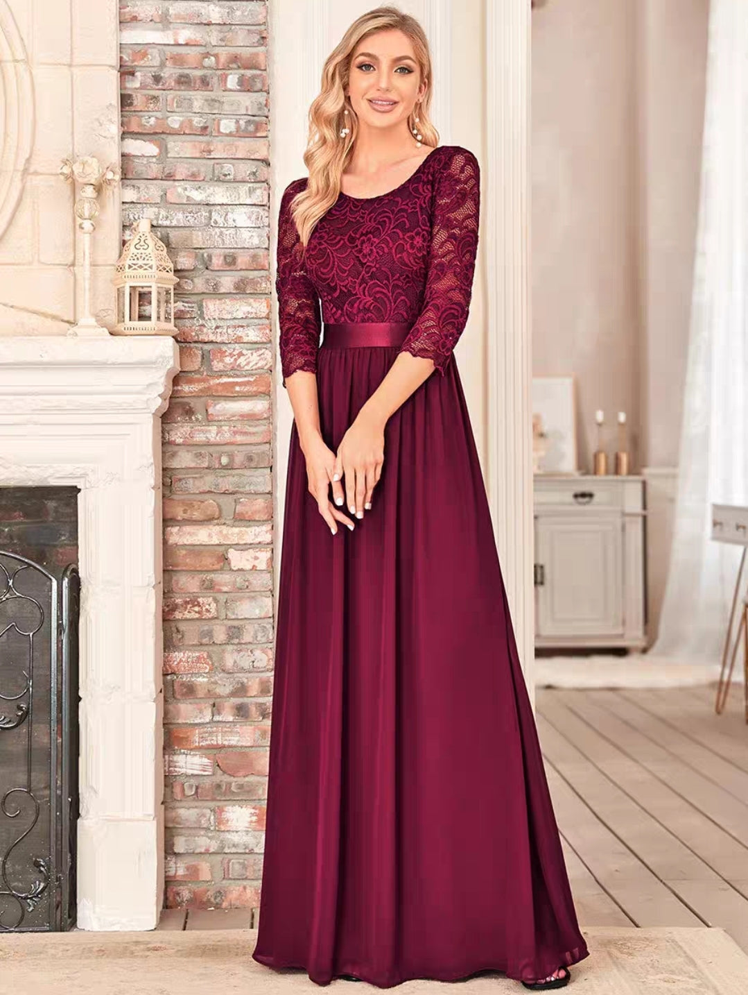 Hyacinth Illusion Sleeve Gown - 11 Color Options.