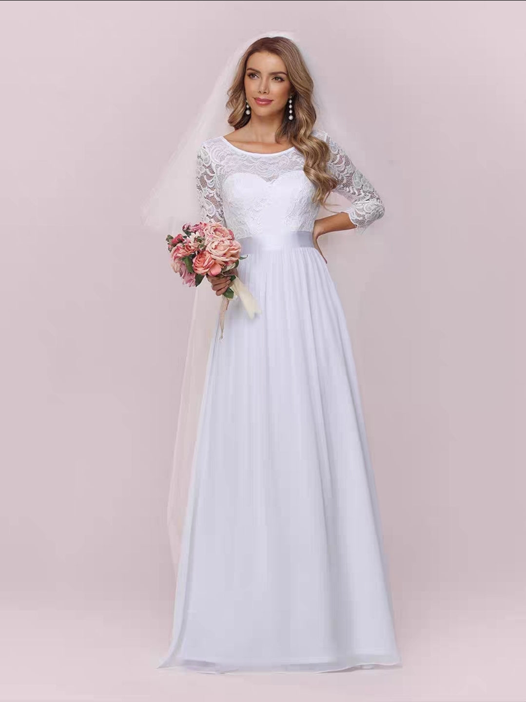 Hyacinth Illusion Sleeve Gown - 11 Color Options.