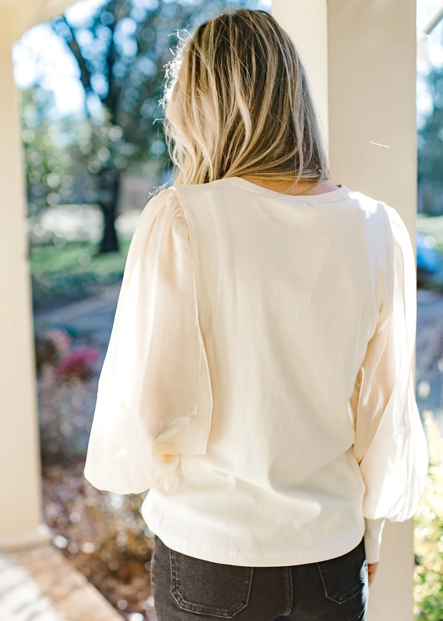 Ivory Shimmer Sleeves Top