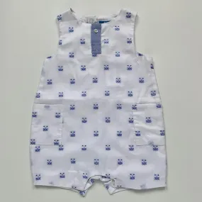 Blue And White Cat Print Romper for 6-Month-Olds (Brand New) by Jacadi