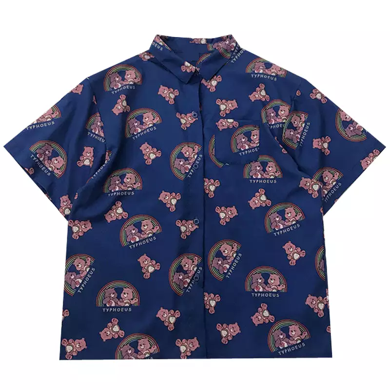 JAPANESE Harajuku Bear Chiffon Shirt Blouse - Rainbow Cute - BY22250