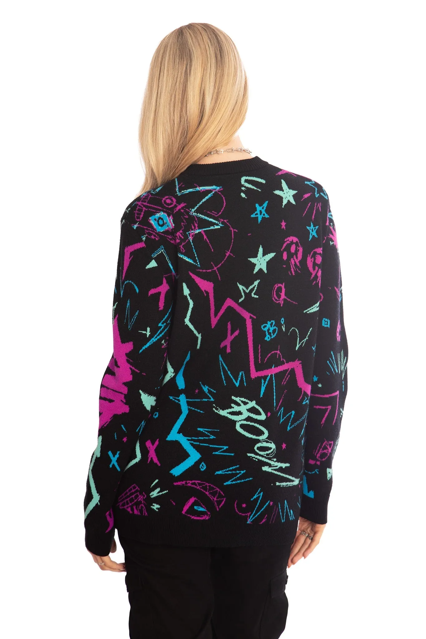 Jinx Graffiti Knit Oversized Sweater