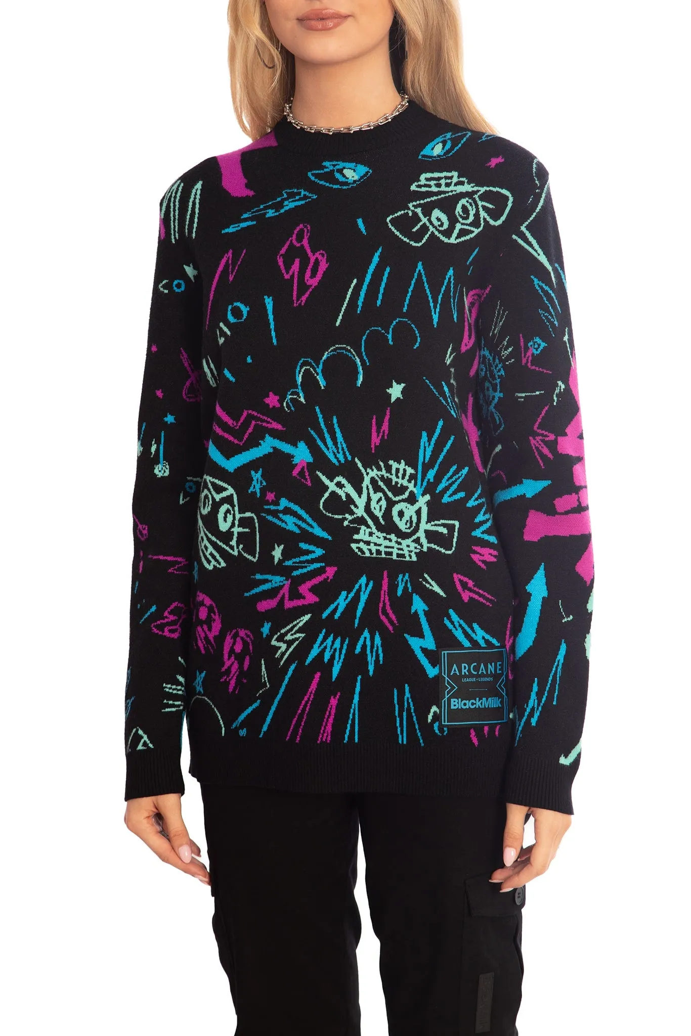 Jinx Graffiti Knit Oversized Sweater