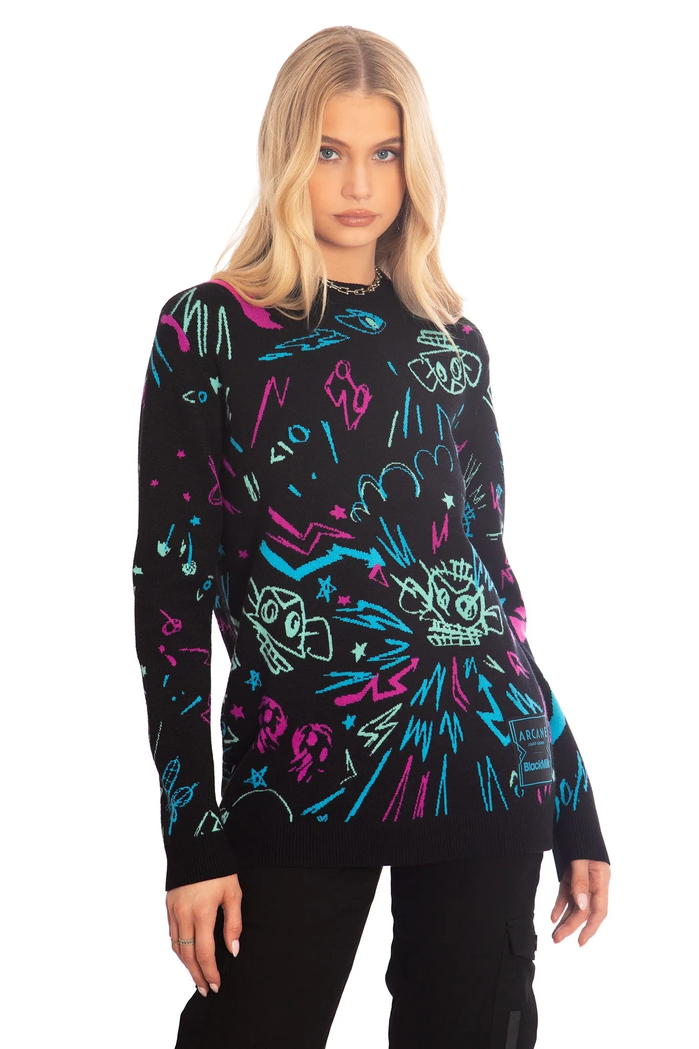 Jinx Graffiti Knit Oversized Sweater