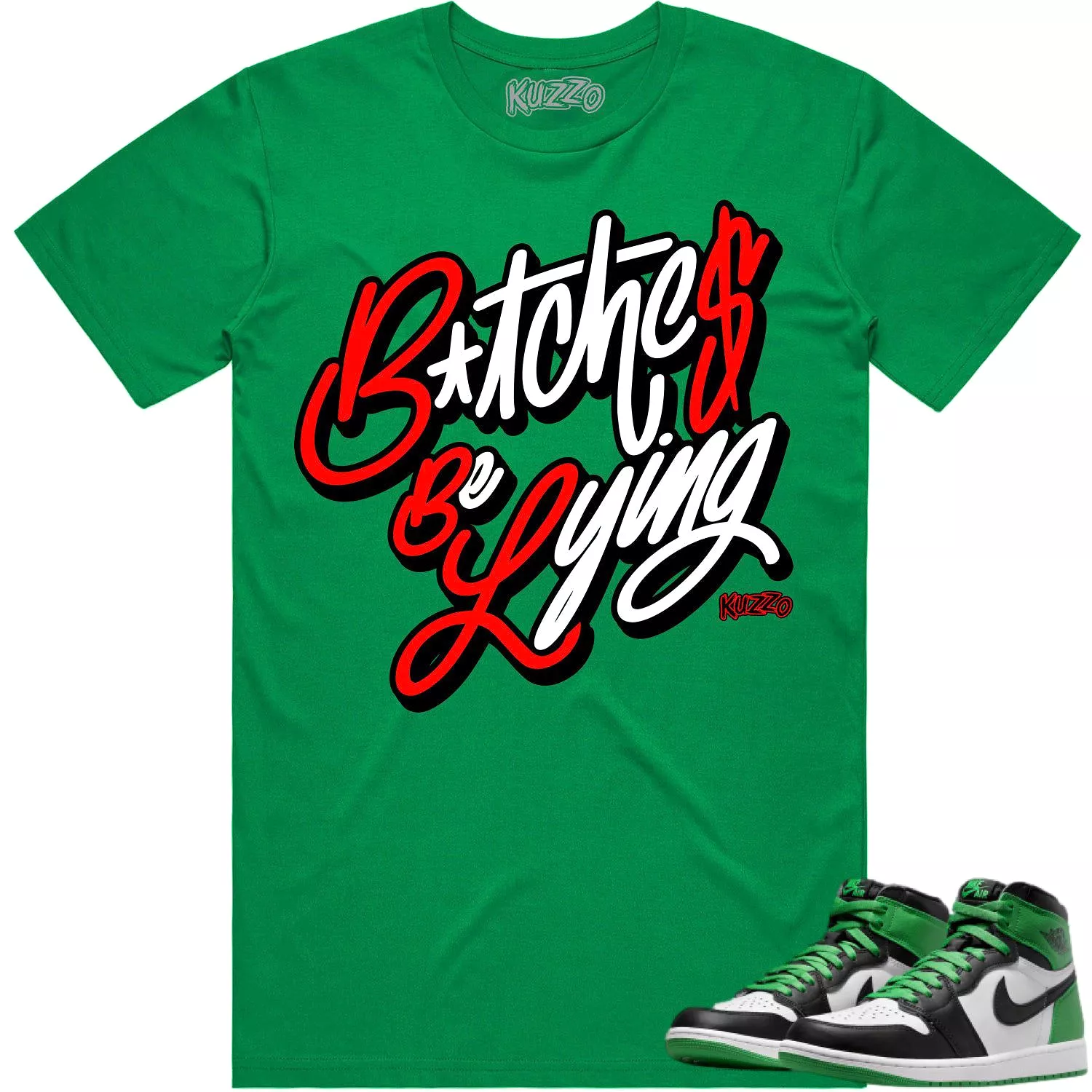 Jordan 1 Lucky Green 1s Shirt - Matching Red BBL