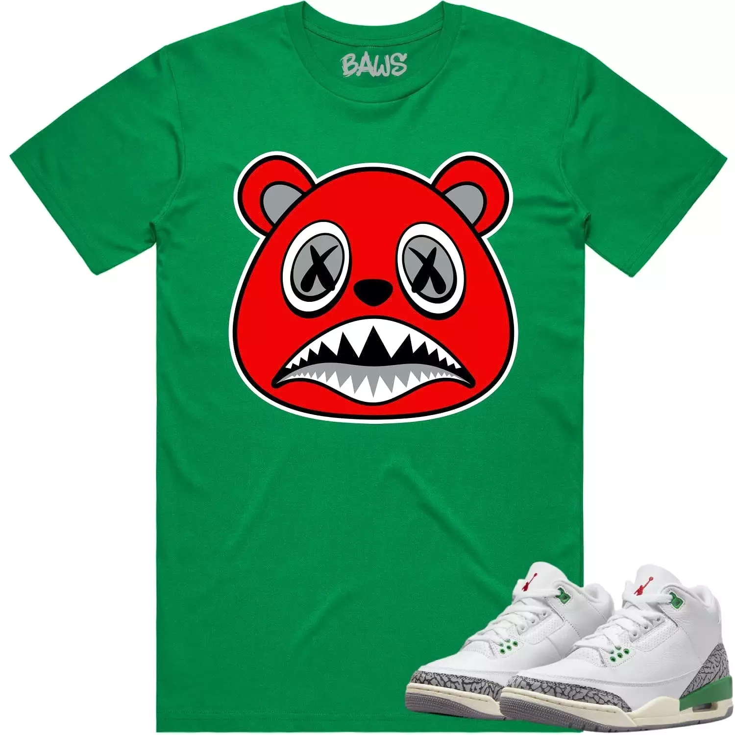 Jordan 3 Lucky Green 3s Shirt - ANGRY BAWS BEAR matching attire