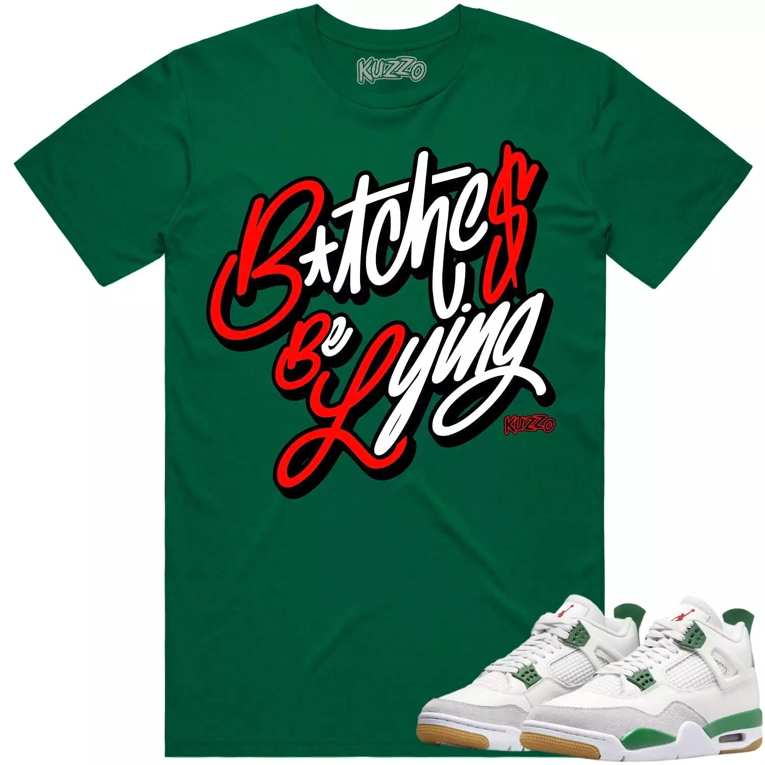 Jordan 4 Pine Green SB 4s Matching Shirt - RED BBL