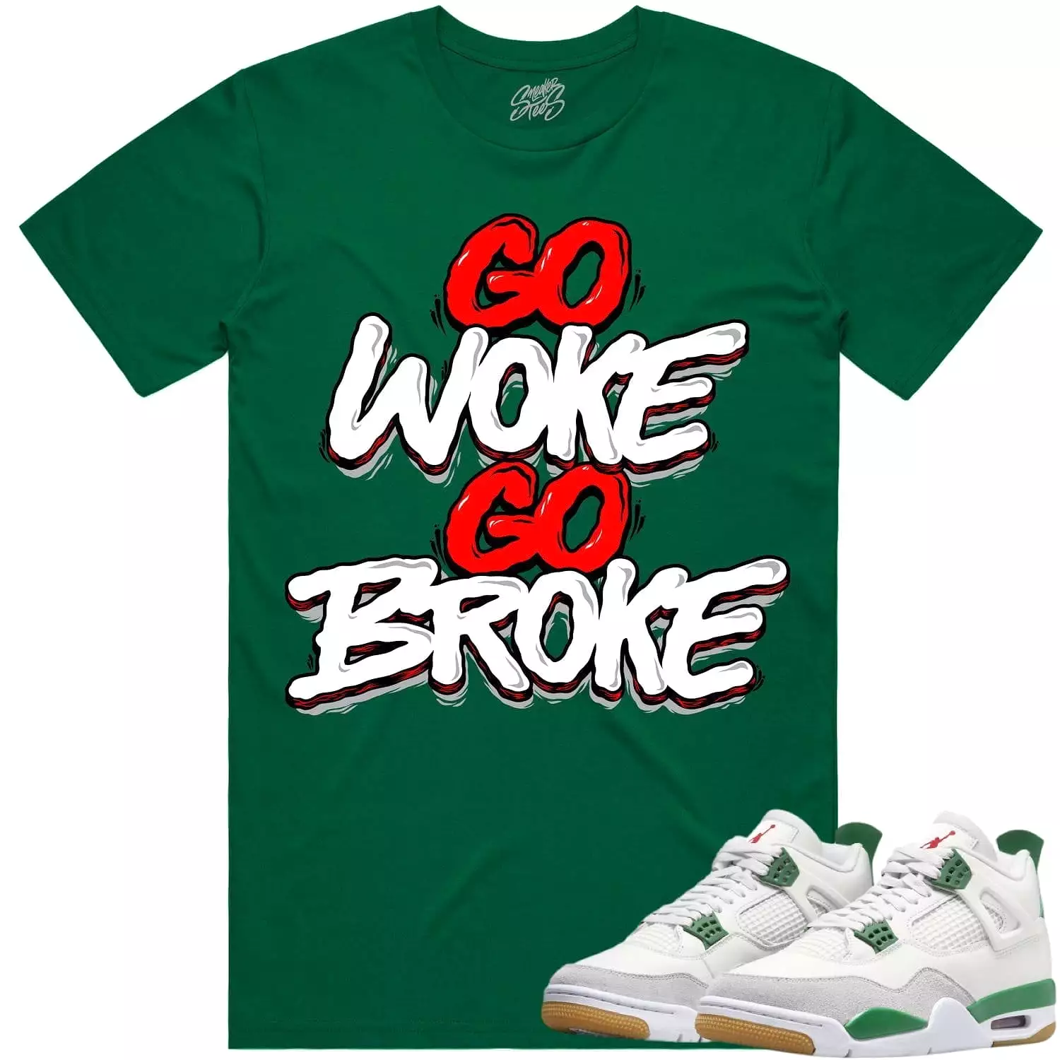 Jordan 4 Pine Green SB 4s Red T-shirt - Bold and Trendy Choice