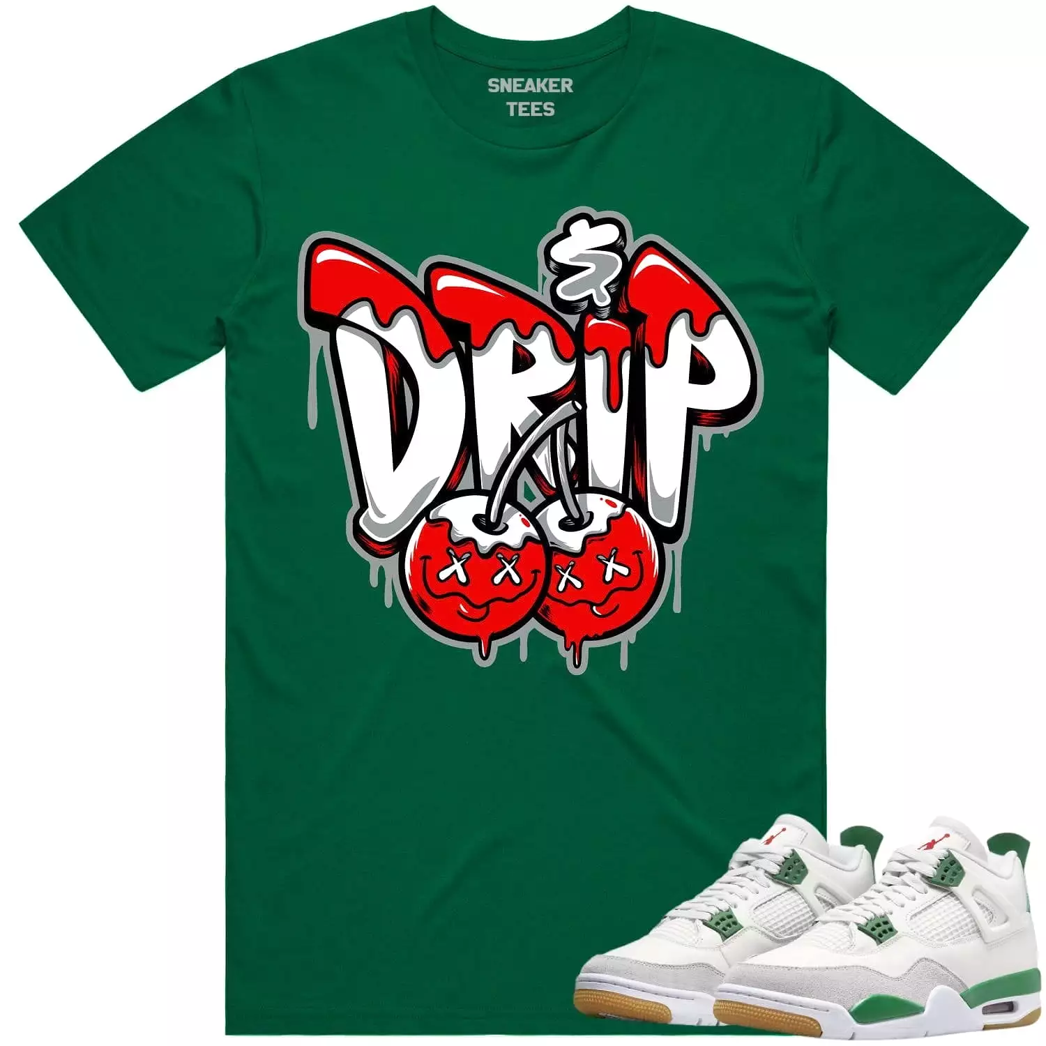 Jordan 4 Pine Green SB 4s Shirt - Red Money Drip - Matching Style for Sale