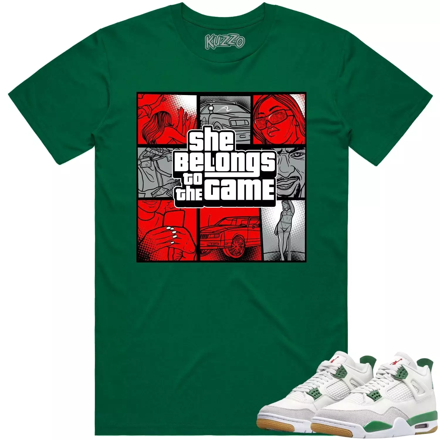 Jordan 4 Pine Green SB 4s Shirt - Ultimate Match in Red for the Game