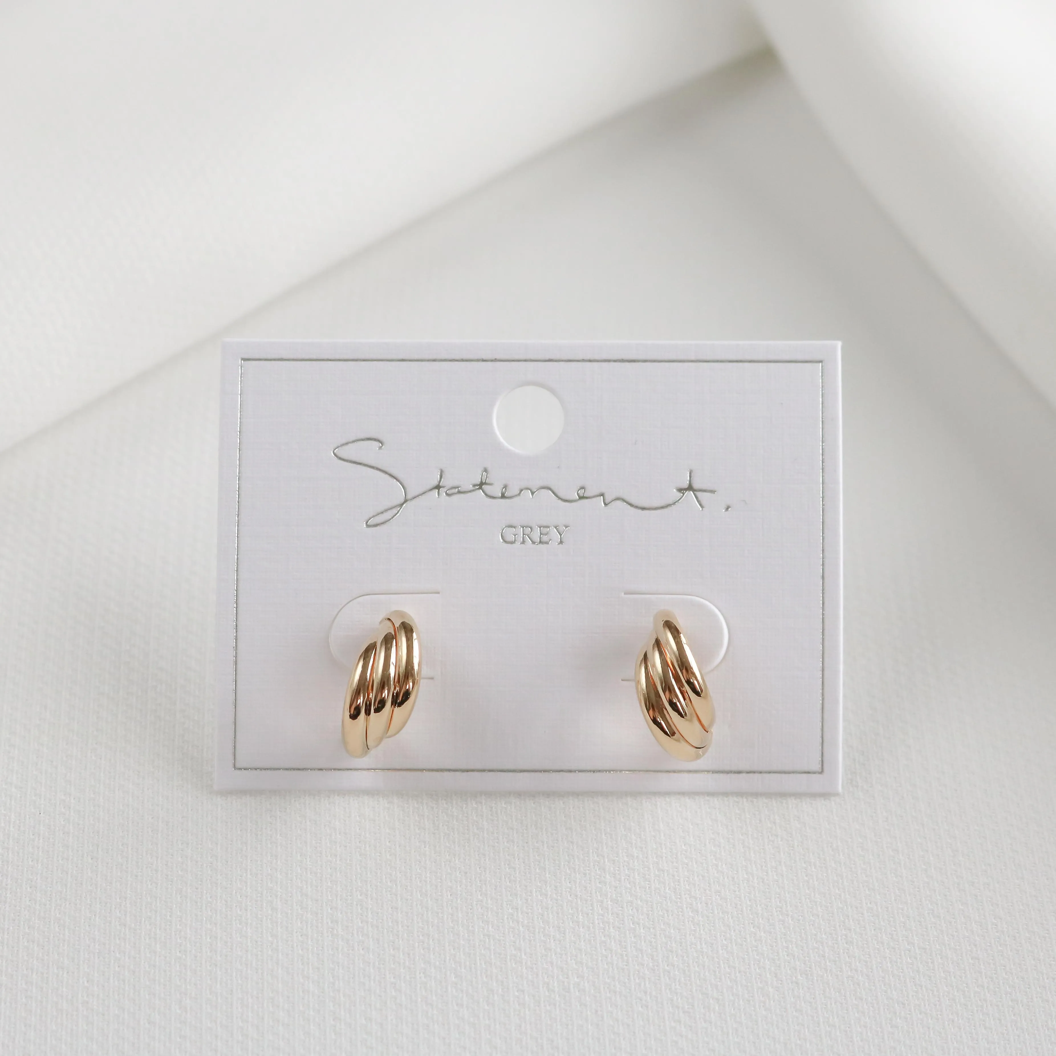 Josephine Crescent Hoop Earrings in Ribbed Style