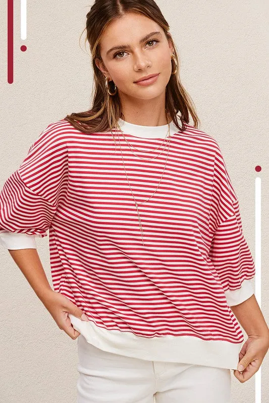 Short Sleeve Top in Juliann Stripe Pattern