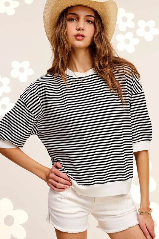 Short Sleeve Top in Juliann Stripe Pattern