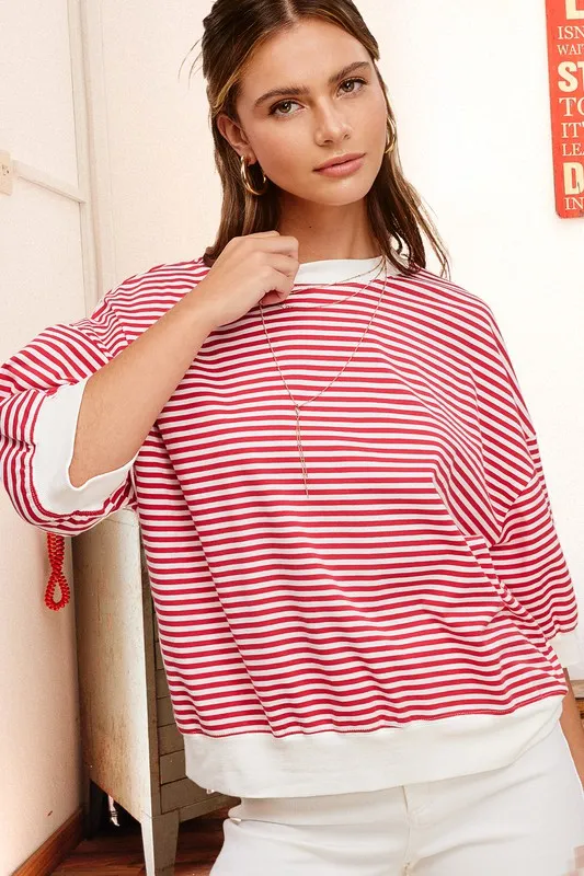 Short Sleeve Top in Juliann Stripe Pattern