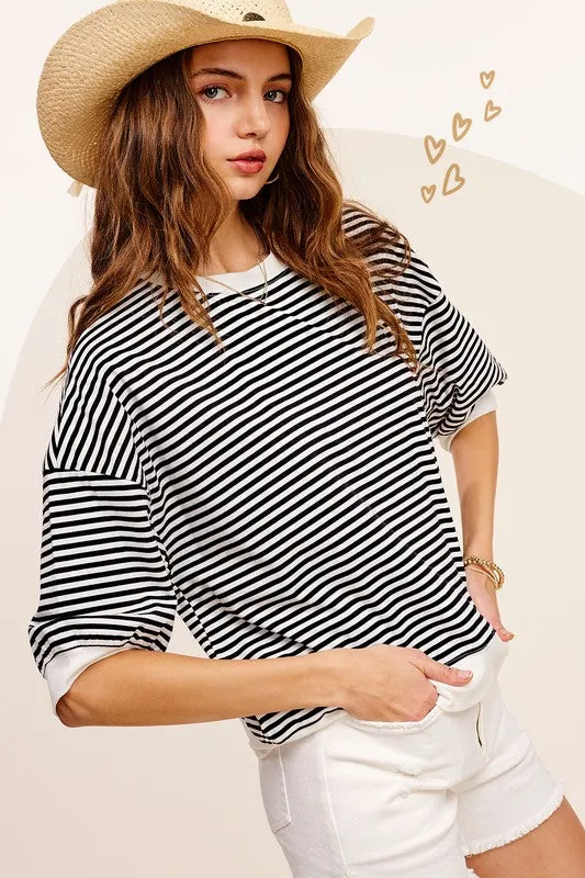 Short Sleeve Top in Juliann Stripe Pattern