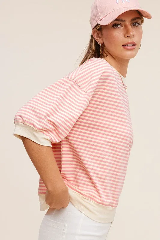 Short Sleeve Top in Juliann Stripe Pattern