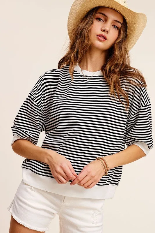 Short Sleeve Top in Juliann Stripe Pattern