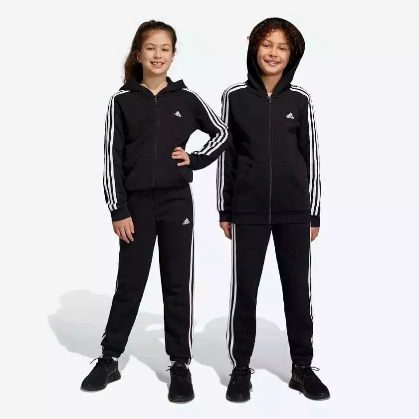 junior black trackpants adidas essentials 3-stripes fleece