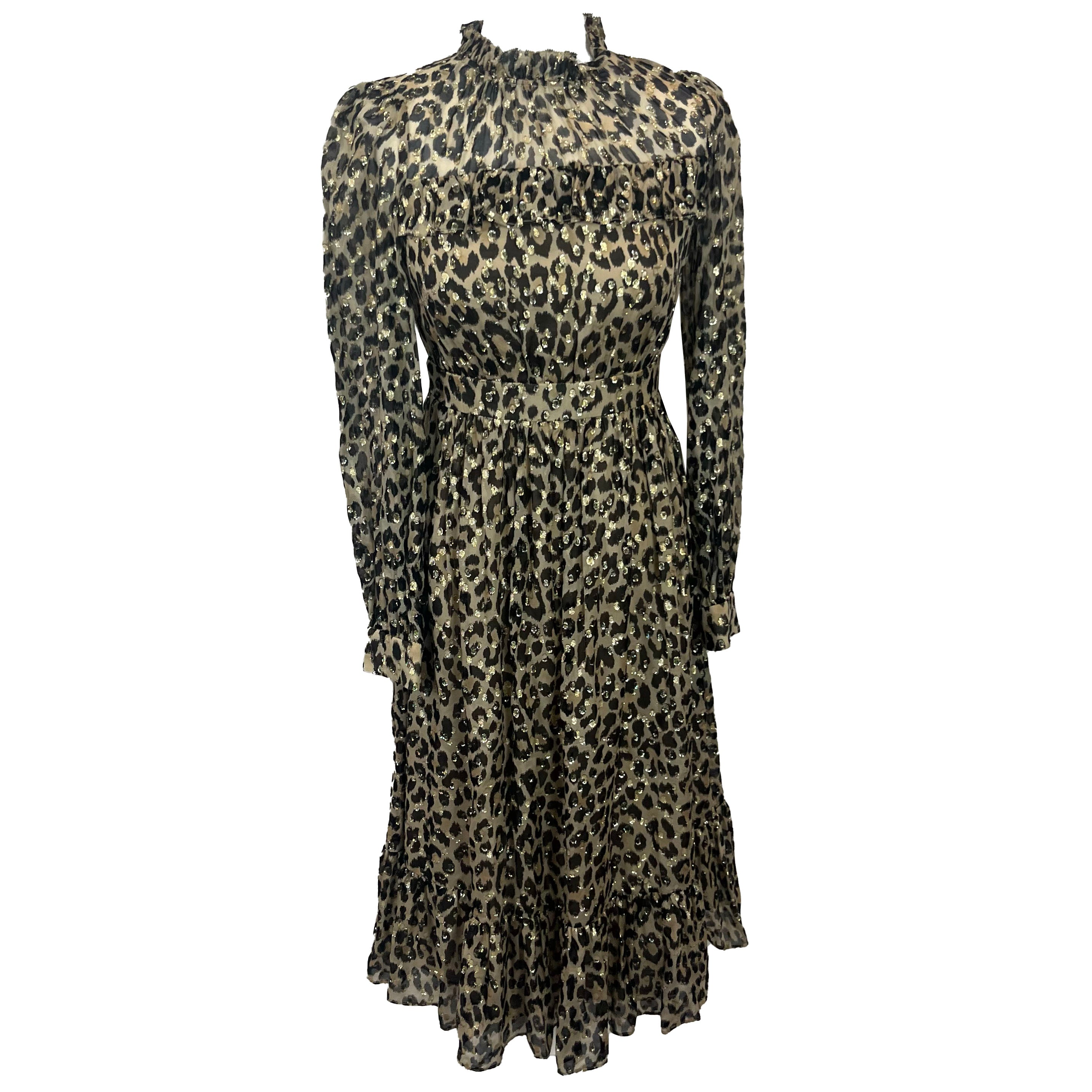 Kate Spade Leopard Print Maxi Dress - Silk, XXS