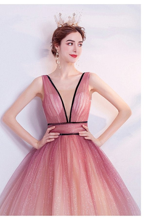 Kenzia Pink Ombre Gown, Sleeveless - Direct Result