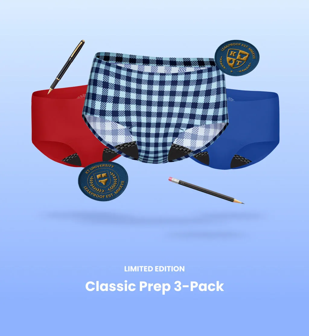 Kit Item Classic Prep UT 4-Pack Gumdrop Blueberry Blue Gingham Boyshort