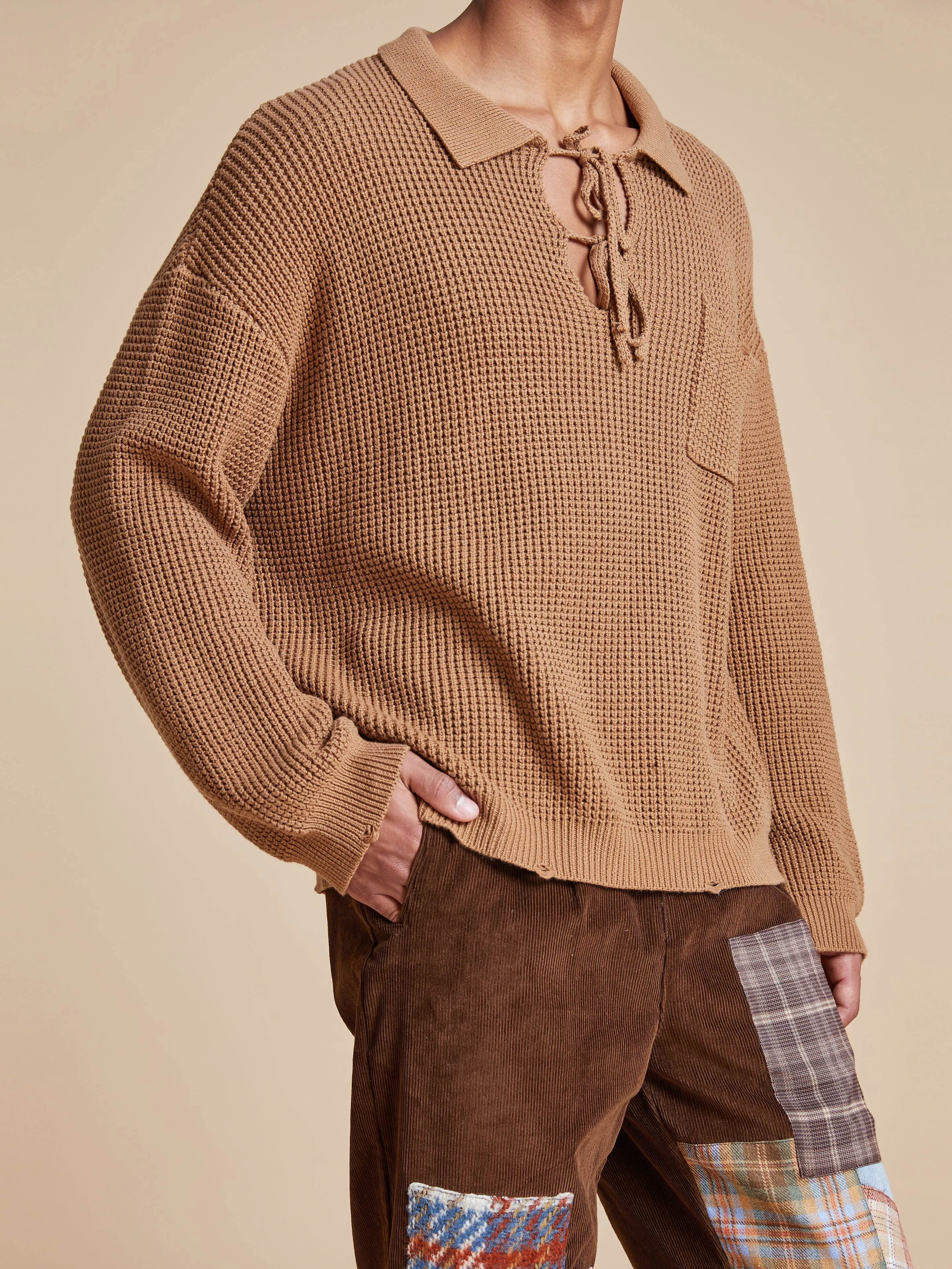 Knit Tie-Collar Sweater