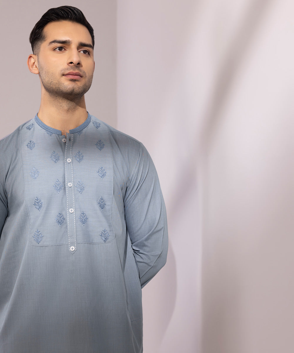 Kurta with Embroidered Wash & Wear Fabric