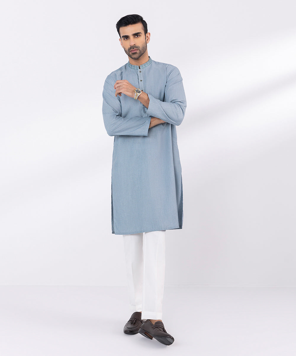 Kurta with Embroidery, Easy Care Fabric