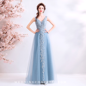 Kyra Blue Tulle Gown Sleeveless | Shop Now!