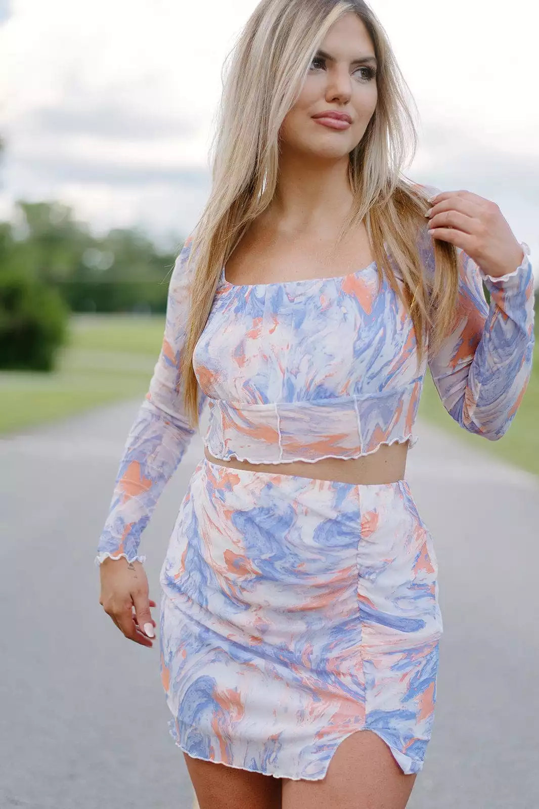 Lavender Coral Tie Dye Skirt Set