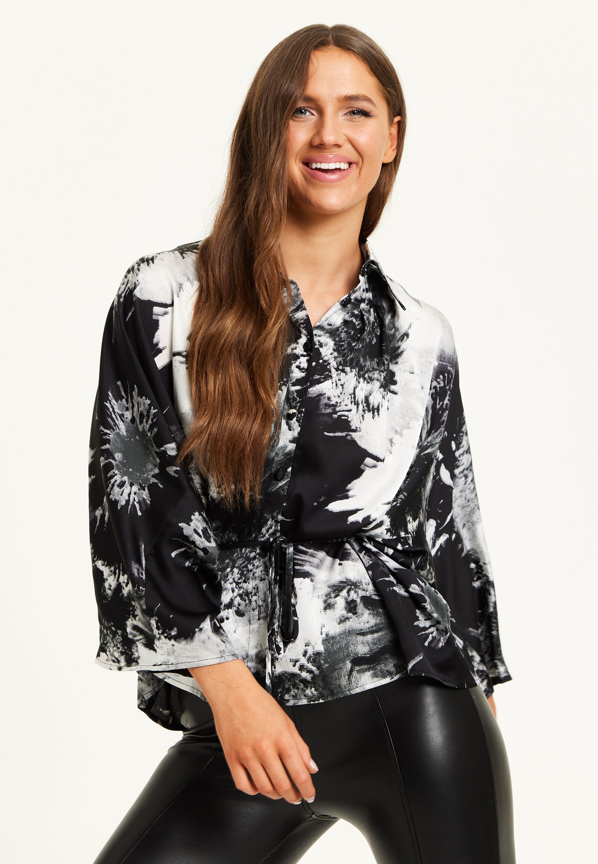 Liquorish Abstract Print Shirt - Long Sleeves