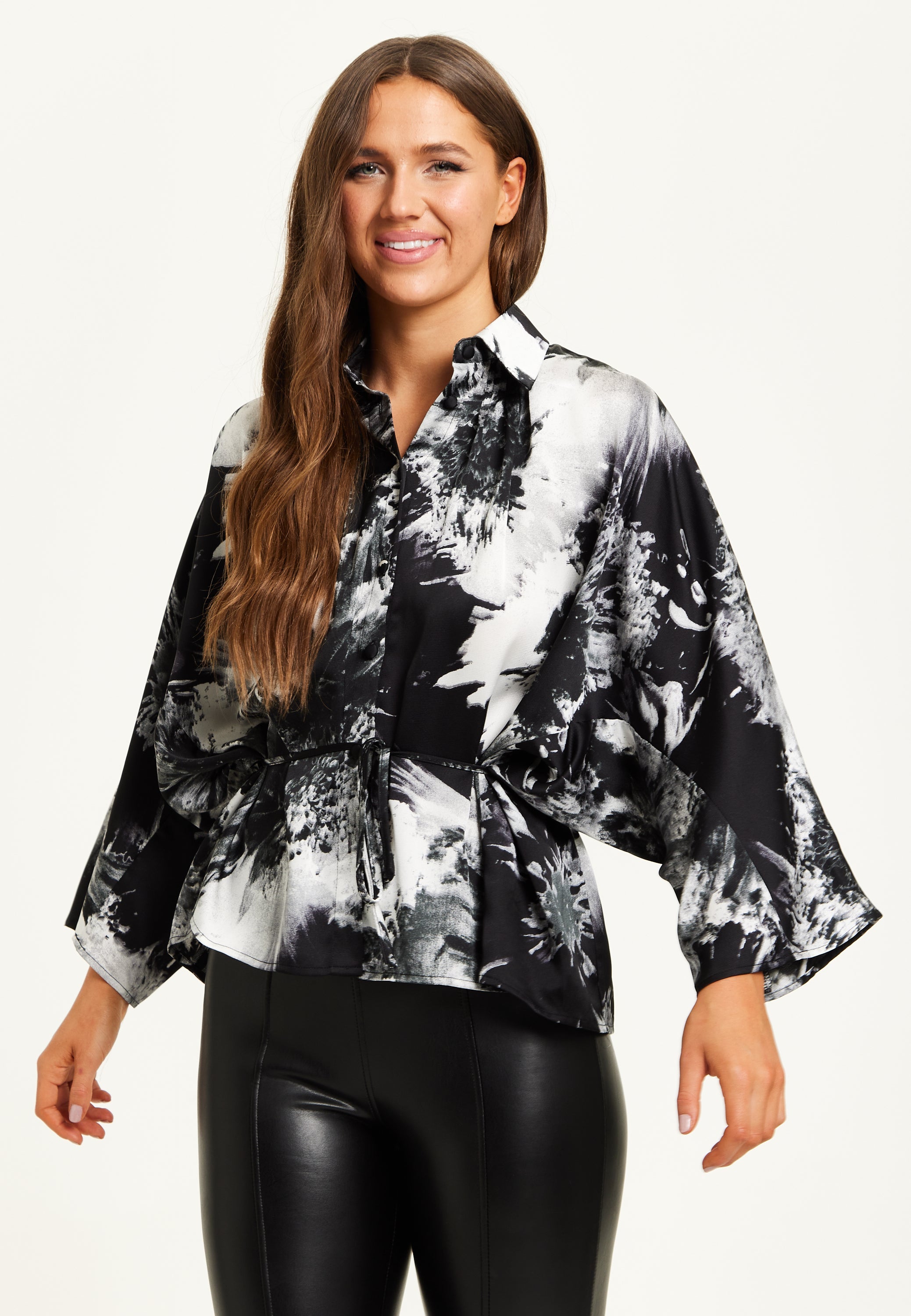 Liquorish Abstract Print Shirt - Long Sleeves