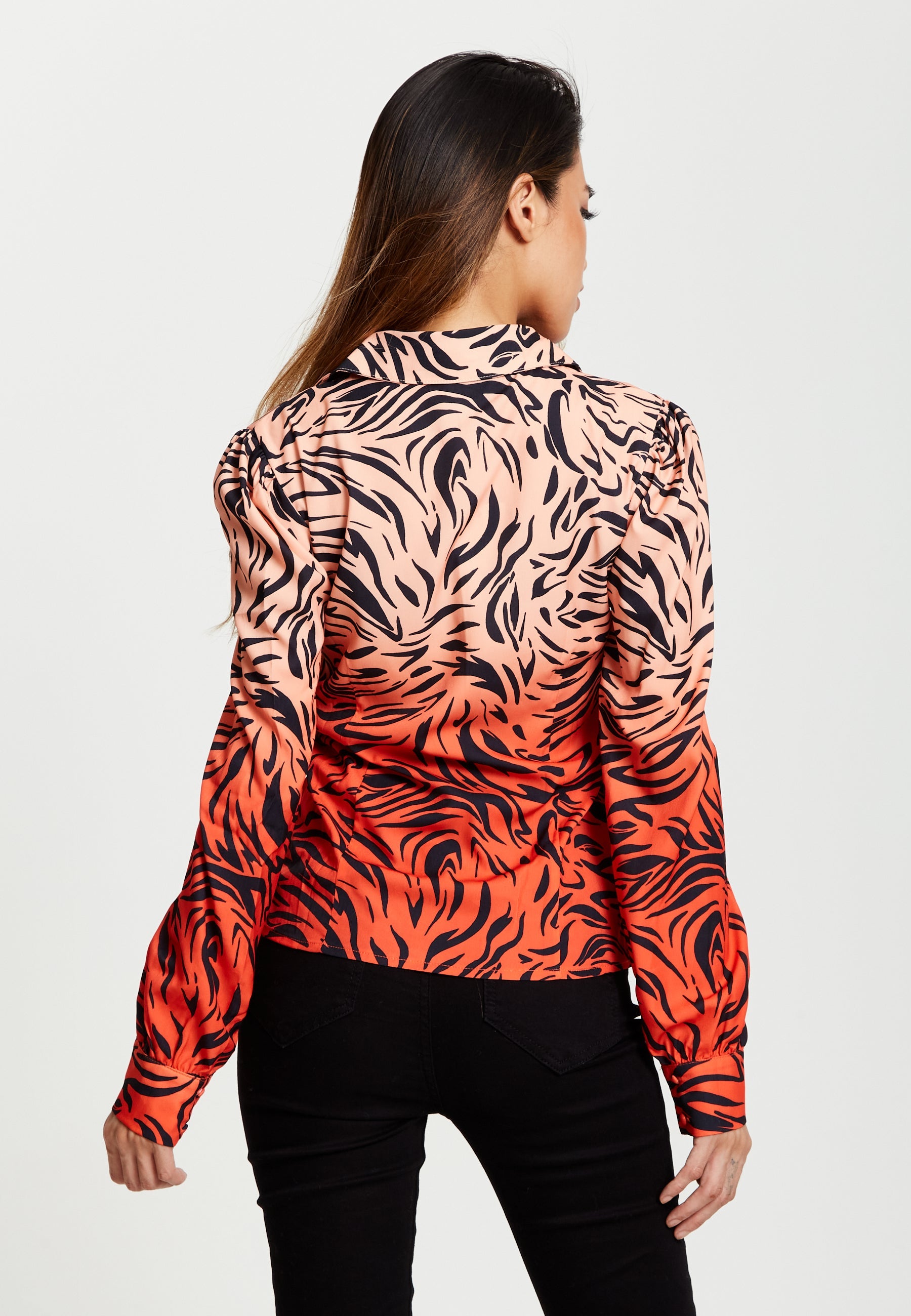 Liquorish Zebra Print Shirt - Accentuated Collar Detail