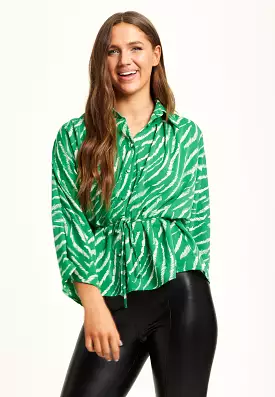 Liquorish Zebra Print Shirt - Long Sleeves & Tie Waist