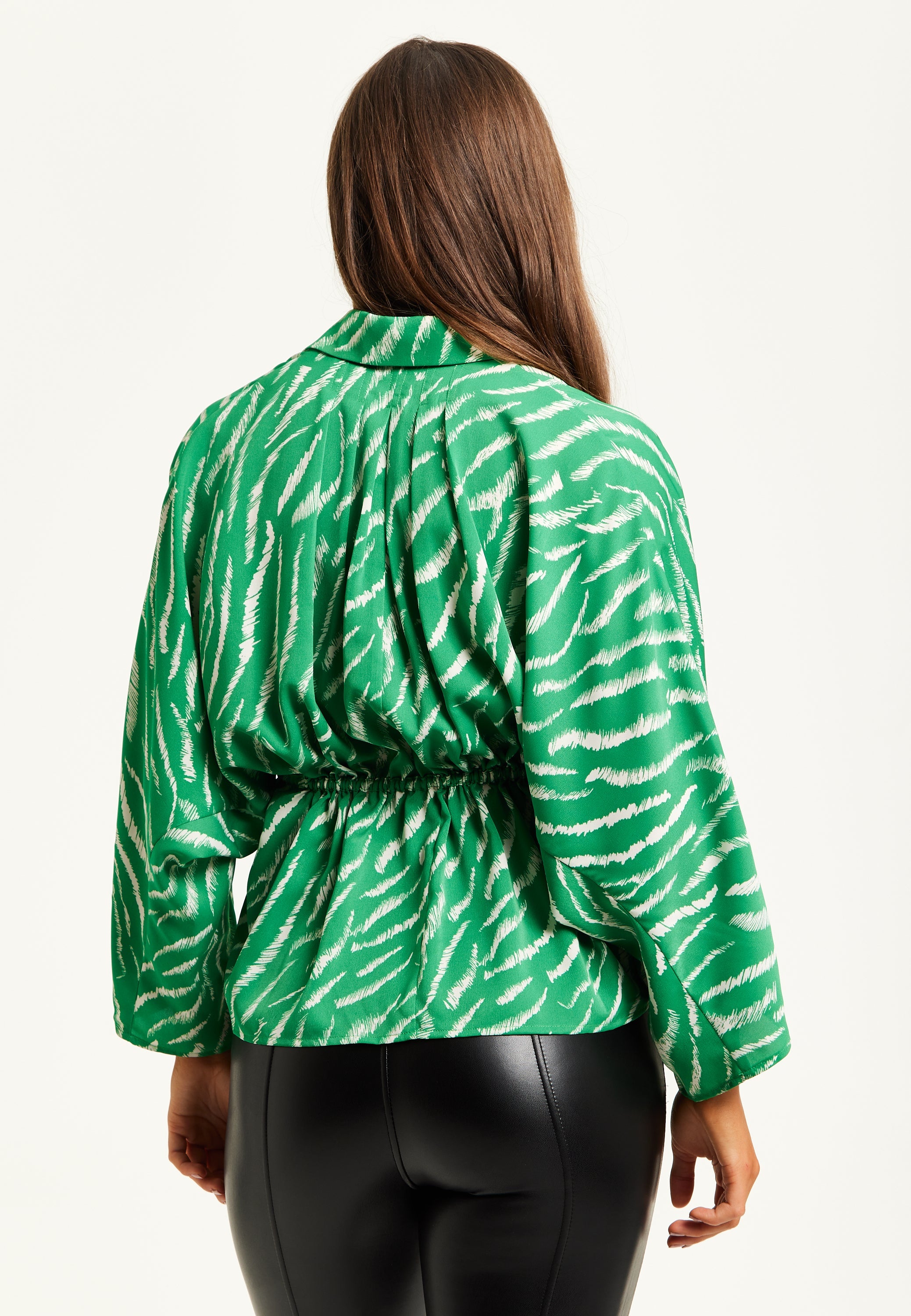 Liquorish Zebra Print Shirt - Long Sleeves & Tie Waist