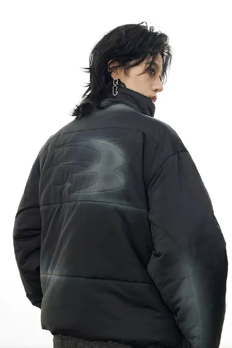 Logo Puffer Jacket with Spray Paint Design