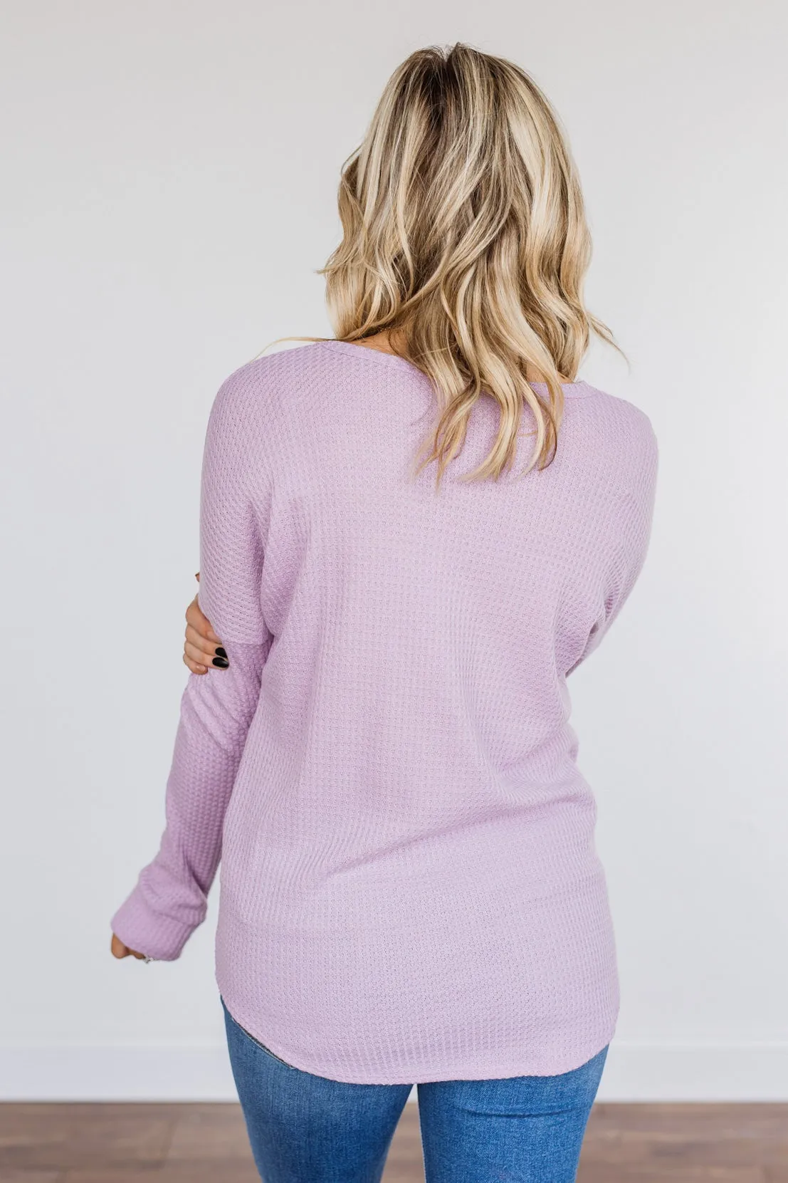 Loving You Thermal Button Knot Top- Lavender