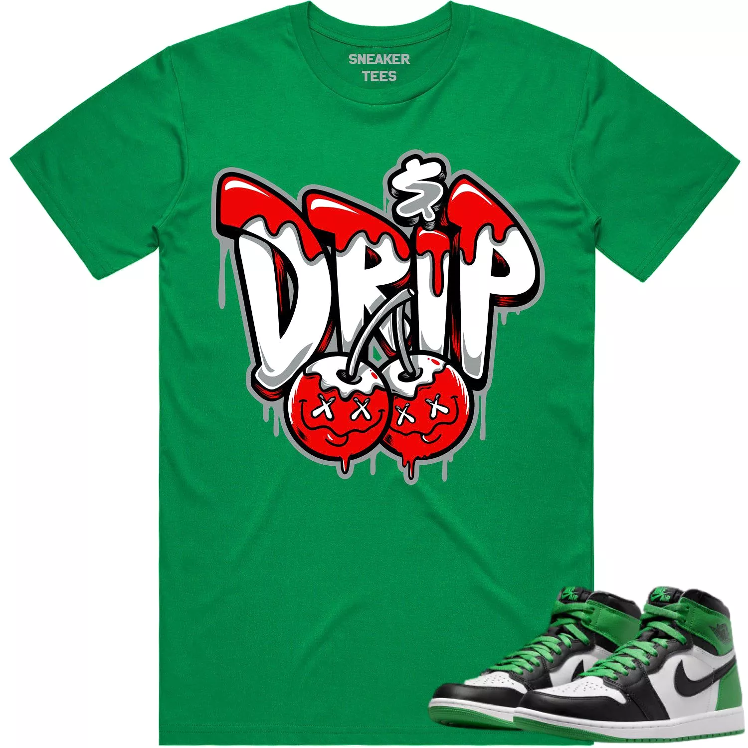 Lucky Green 1s Shirt - Jordan 1 Matching Tee with Red Money Drip